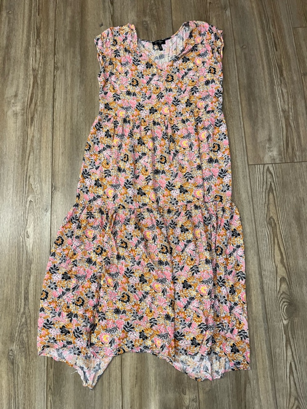 Jessica Simpson Pink Yellow & Black Floral Dress